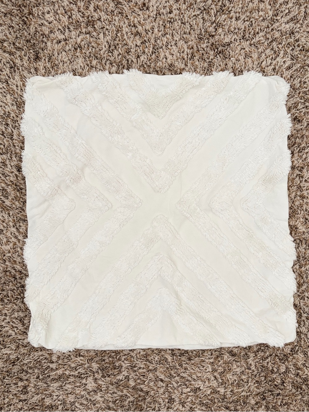 DKNY Cream Chevron Textured Throw Pillow Cover